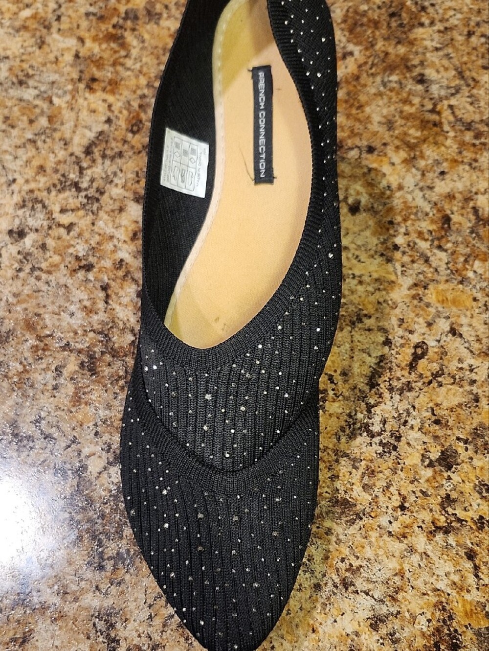 French Connection Black Knit Pointed Toe Flats with Sparkle - Picture 13 of 16